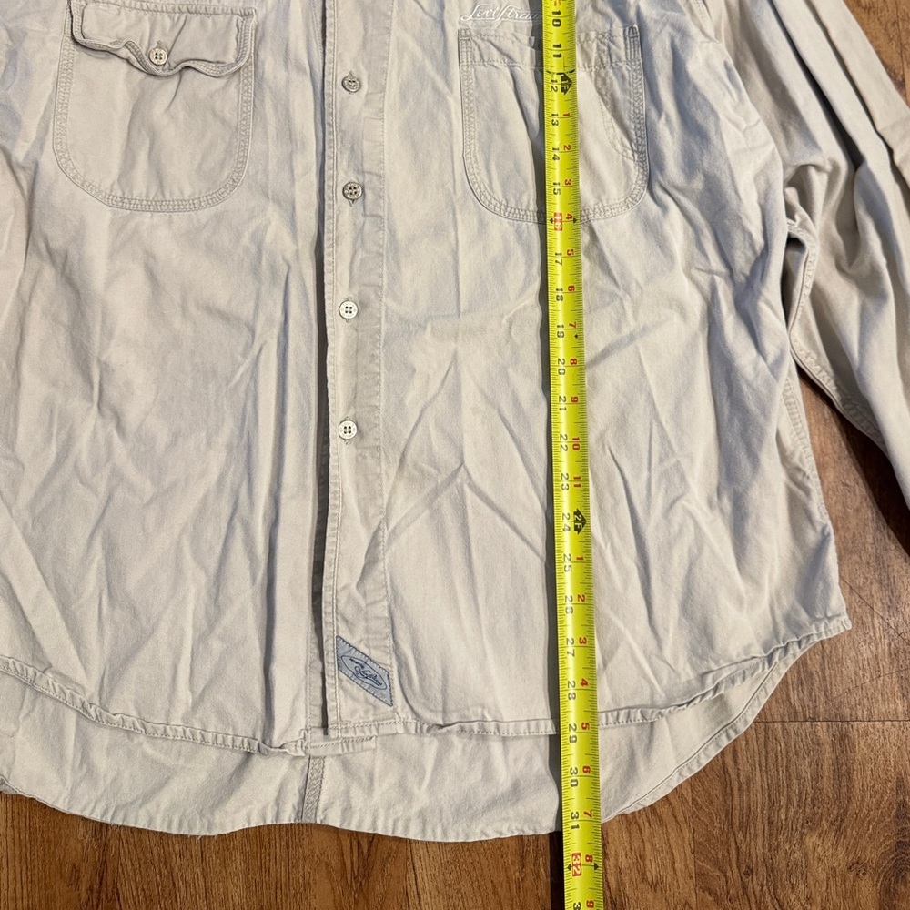 LEVIS Mens XL Shirt Silvertab Beige Long Sleeve Cotton Metal Buttons Vintage - Picture 5 of 8